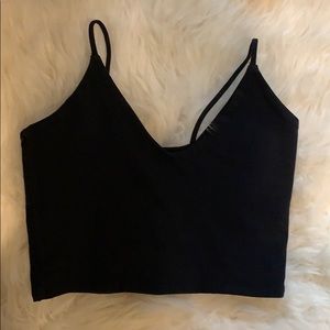 Black thin strap crop tank